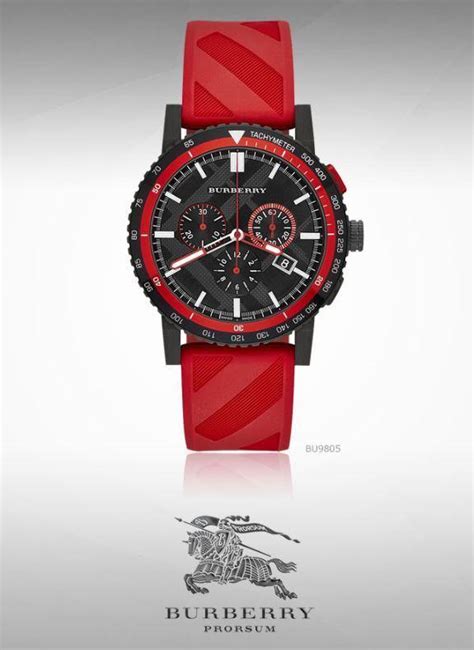 burberry black red mens chronograph|Burberry The City Chronograph Black Dial Red Rubber Men's.